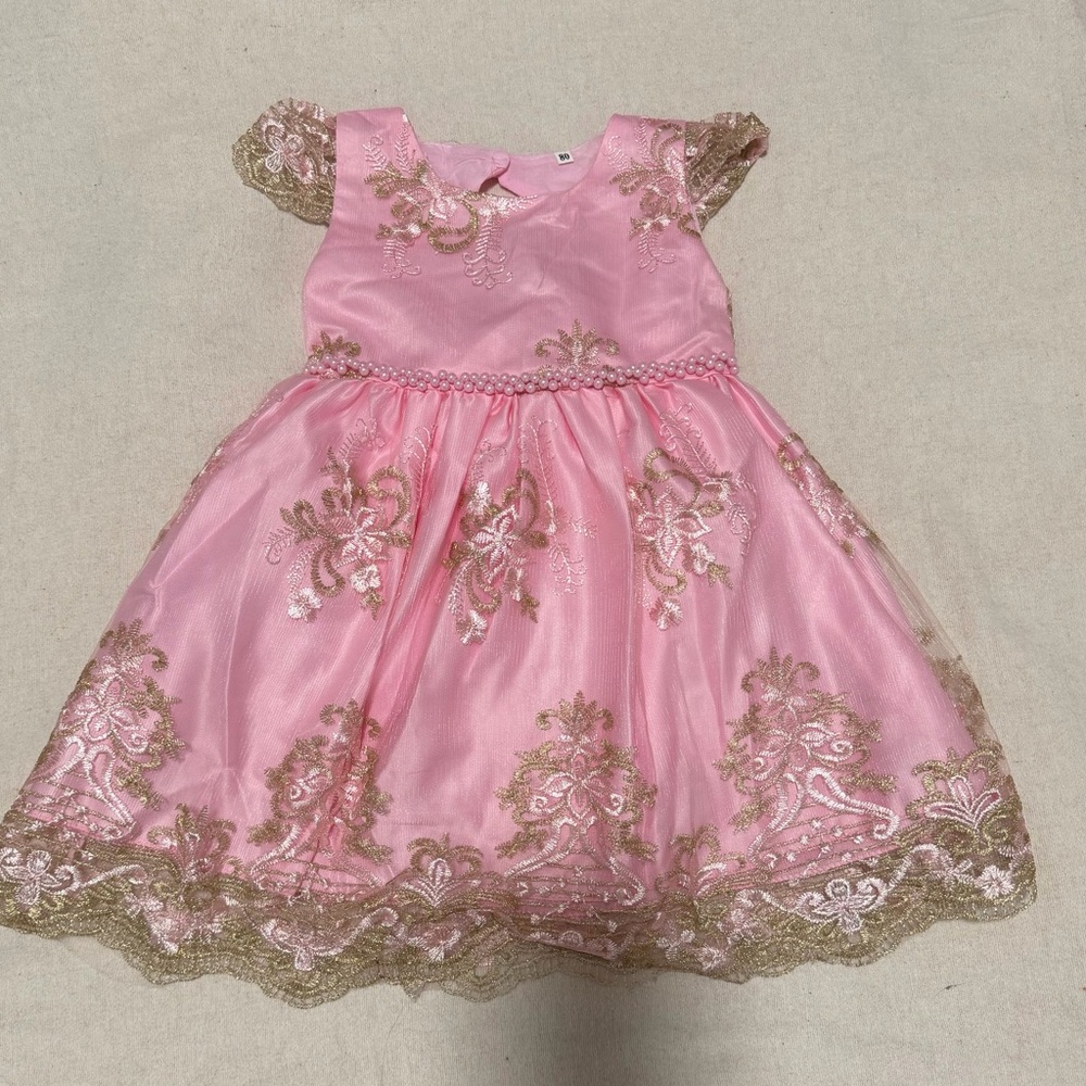 Pink and Gold Embroidered Dress 2T-3T never worn